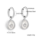 Boucles d'oreilles pendantes en acier argenté avec motif couronne sur fond blanc - Boucles d'Oreilles Pendentif Goutte Couronne Argent (EA58170AS)