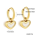 Gold-plated stainless steel hoop earrings with white heart-shaped shell pendants - Gold White Large Heart (EA58160AG)