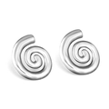Minimalistische Spiral-Ohrstecker aus Edelstahl mit poliertem Silberfinish auf weißem Grund - Silber Stil (EA592701S)