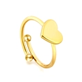 Minimalistischer goldener Herzring mit offener Form und hochglanzpolierter Oberfläche - Minimalistischer Herzball-Stil (RI142907G)