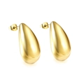 Minimalist gold plated stainless steel teardrop earrings with polished finish - Gold (EA582701G)