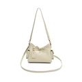 Retro cream white bucket bag with bow detail and textured pebble leather finish - Off White