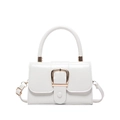 Chic white retro square handbag with gold horseshoe buckle and top handle - White