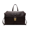Borsa retrò in pelle marrone scuro con cuciture bianche e fibbia dorata - caffè