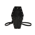 Gothic coffin-shaped crossbody bag with black rose embroidery and studded rivets - Black Rose Handle Pink Gradient
