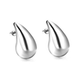 Minimalist silver water drop stud earrings with high-polished mirror finish in a sleek design - 27mm (27mmEA585301S) / Silver