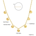 Gold plated stainless steel necklace featuring seven delicate shell shaped pendants - Gold Multi-Shell Necklace (NE2C1301G)