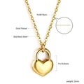 Collier en acier inoxydable plaqué or avec pendentif cadenas cœur et chaîne réglable - Collier Pendentif Cadenas Cœur Doré (NE2A9801G)