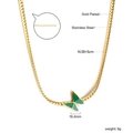 Detail of 18K gold plated stainless steel bow necklace with enamel butterfly pendant - Enamel Butterfly Gold (NE2A460JG)