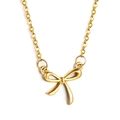 Elegant 18K gold plated stainless steel necklace featuring a polished bow pendant - Gold Bow Knot (NE2B0201G)