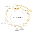 Gold plated stainless steel anklet with alternating hollow heart and crescent moon charms - Moon Shape (AN108701G)