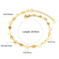 Gold plated stainless steel anklet featuring star and textured heart charms - Five-pointed Star (AN108501G)