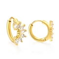 Elegante goldene Creolen mit weißen Kristallen im Marquise-Schliff und floralem Muster - Marquise Fächerförmiger Strahlender Stil (EA32300AG) / Gold