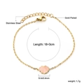 Gold-plated stainless steel chain bracelet with pink shell pendant and dimensions guide - Pink Shell Pendant Bracelet (BR26710FG)