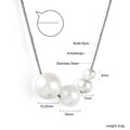 Detail of stainless steel box chain necklace with 5-12mm gradient pearl pendant specs - 4 Gradient Pearls Silver Box Chain (NE2D280AS)