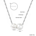 Detail of adjustable chain and clasp on minimalist stainless steel pearl necklace - 2 Sized Pearls Silver Fine Chain (NE2D290AS)