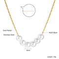Dettagli della collana in acciaio dorato con perle da 4mm e specifiche dimensionali qui - Collana con 6 perle oro (NE2C520AG)