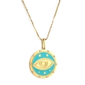 Collar de tarot dorado con colgante de ojo esmaltado azul, luna y estrellas - Estilo Evil Eye Luna Estrella (NE2C670JG)