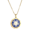 Collar de tarot dorado con colgante de sol en esmalte azul y circones brillantes - Estilo Sol Estrella Incrustado (NE2C690MG)
