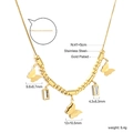 Parure de bijoux papillon en acier inoxydable doré avec collier en zircone - Style Doré (NE2D3201G)