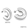 Orecchini a cerchio a C in argento lucido con finitura a specchio e misure 8x25,7mm - Liscio Extra Spesso 8x25.7mm / Argento Liscio (EA594701S)