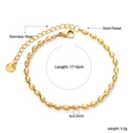 Bracciale a grani di frumento in acciaio inossidabile dorato con chiusura a moschettone - Stile a Filo di Perline Ovali (BR270101G)