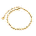 Bracciale minimalista in acciaio inossidabile dorato con grani ovali e catena regolabile - Stile a Perla Ovale Dorata (BR270101G)