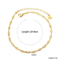 Minimalistisches goldenes Edelstahl-Fußkettchen mit geprägten Kreisen und Karabiner - Rundes Blumenhohldesign (AN121901G)