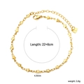 Minimalist gold stainless steel star chain anklet with lobster clasp and heart tag - Rounded Five-Pointed Star Style (AN122201G)