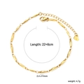 Gold stainless steel link anklet with heart pendant for women, 22+6cm chain length - Olive Shaped Twisted Style (AN122401G)