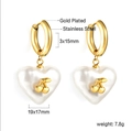 Boucles d'oreilles créoles en acier plaqué or 18K avec perles cœur et cerises - Style Perle Cœur Cerise (EA58680AG)
