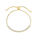 Elegante bracciale tennis bolo dorato con pietre di zirconia e catena regolabile - Stile Zircone Dorato (BR27040AG)