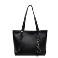 Bolso tote negro de gran capacidad en cuero PU con colgante de elefante y hebilla - Negro