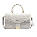 Petit sac à bandoulière blanc avec broderie florale et poignée tressée élégante - Blanc