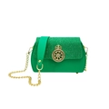 Borsa a scatola glitterata verde da donna con chiusura a corona e catena dorata elegante - Verde