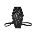 Gothic black coffin crossbody bag with spider web pattern and silver studs detail - Spider Web Black