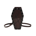 Gothic coffin-shaped shoulder bag in dark red and black with spider web and rivets - Spider Web Brown