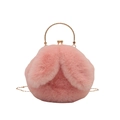 Sac à main en peluche rose avec oreilles de lapin et poignée en anneau doré - Rose Barbie
