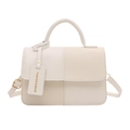 Bolso bandolera de moda blanco crema con asa superior y diseño cuadrado minimalista - Blanco