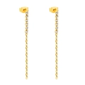 Elegante vergoldete Kettenohrringe mit vertikaler weißer Zirkonia-Reihe auf Weiß - Gold Zirkonia Quasten-Stil (EA58330AG)