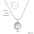 Detail der Opal-Halskette mit Maßen 11,6 mm und 46+5 cm Kettenlänge im Überblick - Weiße Kunstperle Silber Stil (NE2D200AS)