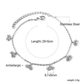 Silver crown pendant anklet in stainless steel with adjustable lobster clasp and extension - Crown Charm Style (AN117401S) / 20.5cm / Silver