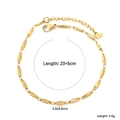 18K vergoldete Edelstahl Fußkette mit strukturierten Gliedern und Herzanhänger - Gedrehter Rechteckblock Stil (AN122301G)