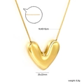 Goldene Herzanhänger-Halskette mit Schlangenkette und 40+5 cm verstellbarer Länge - 40+5cm Kette/25x22mm Anhänger / Gold 3D Herz (NE2D1901G)