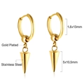 Detail view of gold-plated stainless steel earrings with size 1.6x13mm and 5x10.5mm cone - Gold Spike Style (EA559001G)