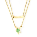 Double-layer gold stainless steel necklace with V-letter and vegetable pumpkin pendant - Chinese Cabbage