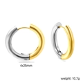 Detail of 25mm mixed gold and silver stainless steel hoop earrings with 4mm tube width - Two-Tone Gold Silver Hoop Style (EA598301M)