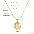 Collana in acciaio inossidabile placcato oro con ciondolo tondo in occhio di gatto e sfere - Pietra Occhio di Gatto Bianca Stile Oro (NE2D201AG)