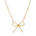 Minimalist 18K gold plated stainless steel bow necklace with delicate beaded chain - Minimalist Bow Bead Gold (NE2A3001G)