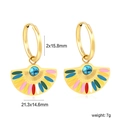 Orecchini a ventaglio placcati oro 18K con smalto colorato e intarsio di turchese - Orecchini con Ciondolo a Ventaglio Turchese Colorato (EA5A590MG)